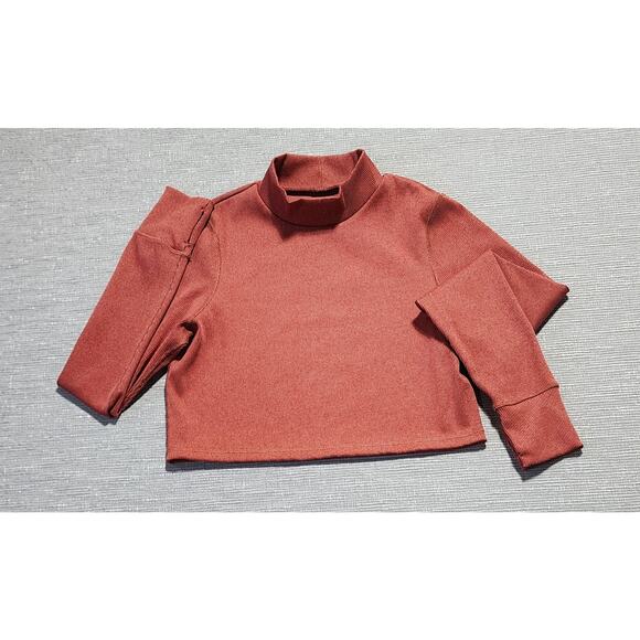 OFFLINE by Aerie Tops - Offline by Aerie Ribbed Mock Neck Cropped Top Thumb Hole Sleeves Women’s Size L